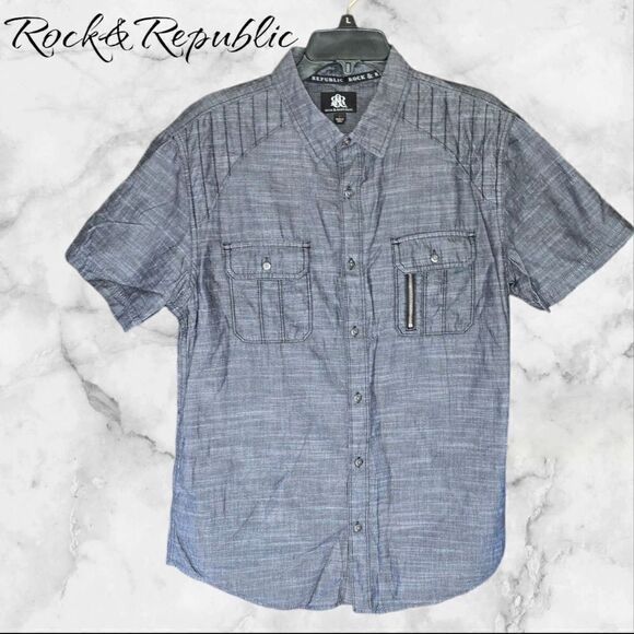 Rock & Republic Short Sleeve Blouse Large (BL11) - Picture 2 of 8